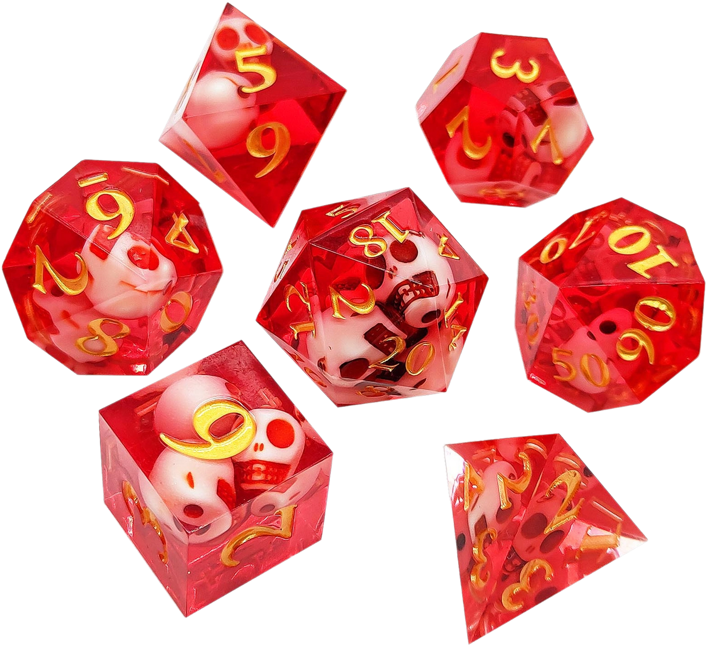 Crimson Phantom Sharp Edged Resin Dice Set