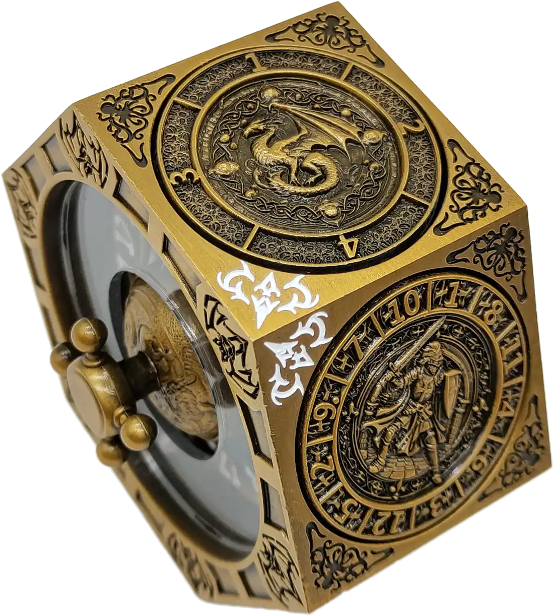 Chromatic Dragon's Fortune Dial - Multi-Function D&D Metal Dice with Rotating Dials & Number Wheel