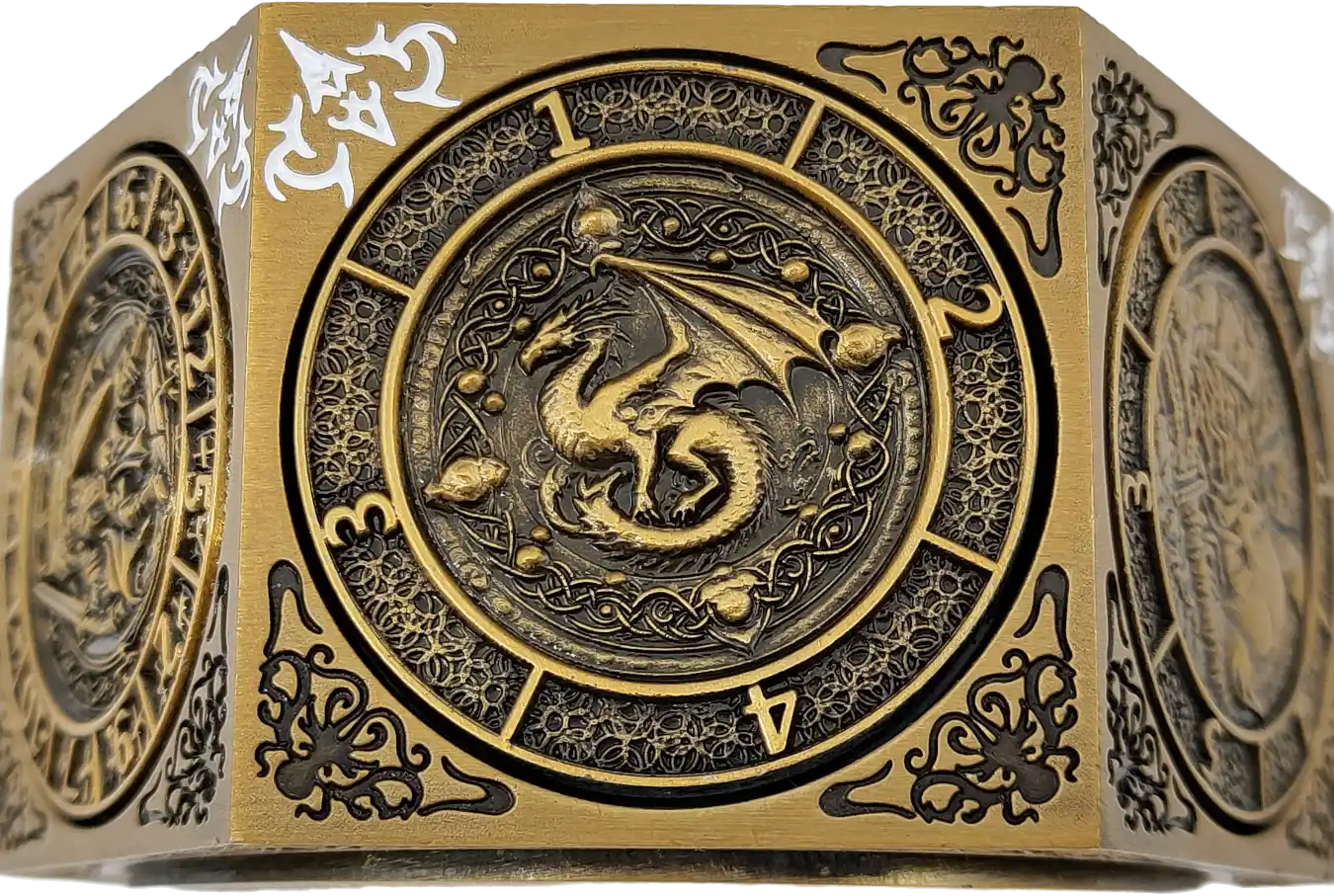 Chromatic Dragon's Fortune Dial - Multi-Function D&D Metal Dice with Rotating Dials & Number Wheel