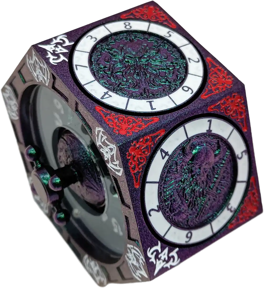 Chromatic Dragon's Fortune Dial - Multi-Function D&D Metal Dice with Rotating Dials & Number Wheel
