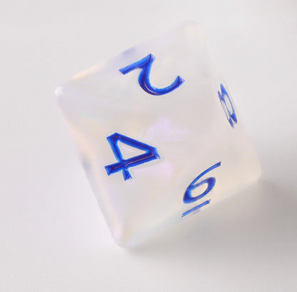 Semi-Transparent Eggshell with Blue Letter Dungeons & Dragons Dice Set(DND Dice Set)