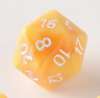 Premium Amber Glow Dungeons & Dragons Dice Set (Handcrafted Acrylic DND Dice Set)