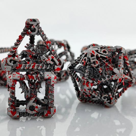 Bloodmark Artisan Dragon's Cage Hollow Metal DND Dice Set - Black