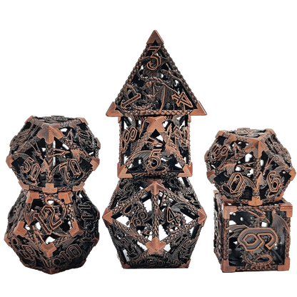 Bronze Drake Hollow Metal DND Dice Set - Bronze