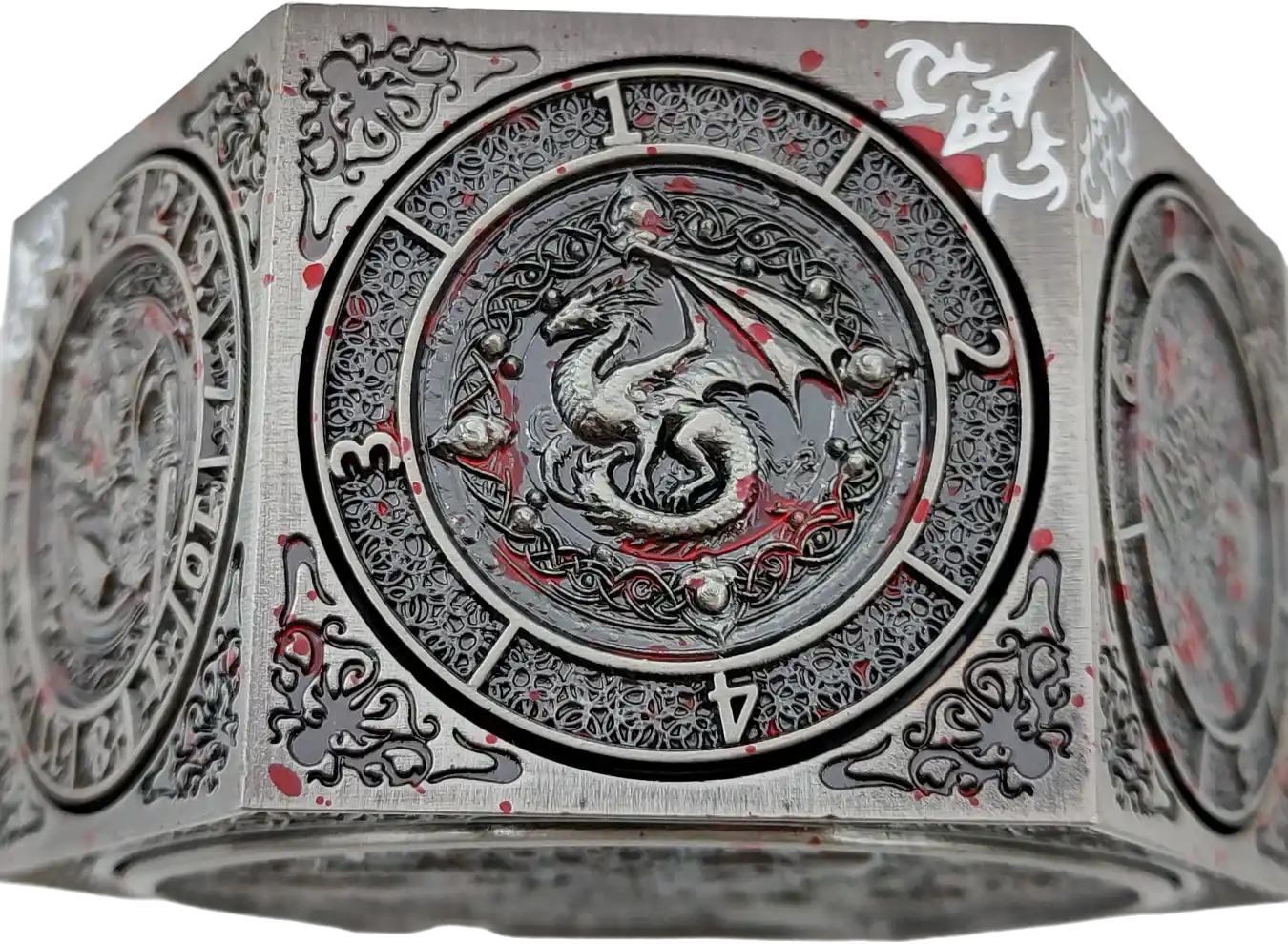 Chromatic Dragon's Fortune Dial - Multi-Function D&D Metal Dice with Rotating Dials & Number Wheel