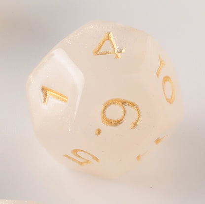 Semi-Transparent Eggshell with Gold Yellow Letter Dungeons & Dragons Dice Set(DND Dice Set)