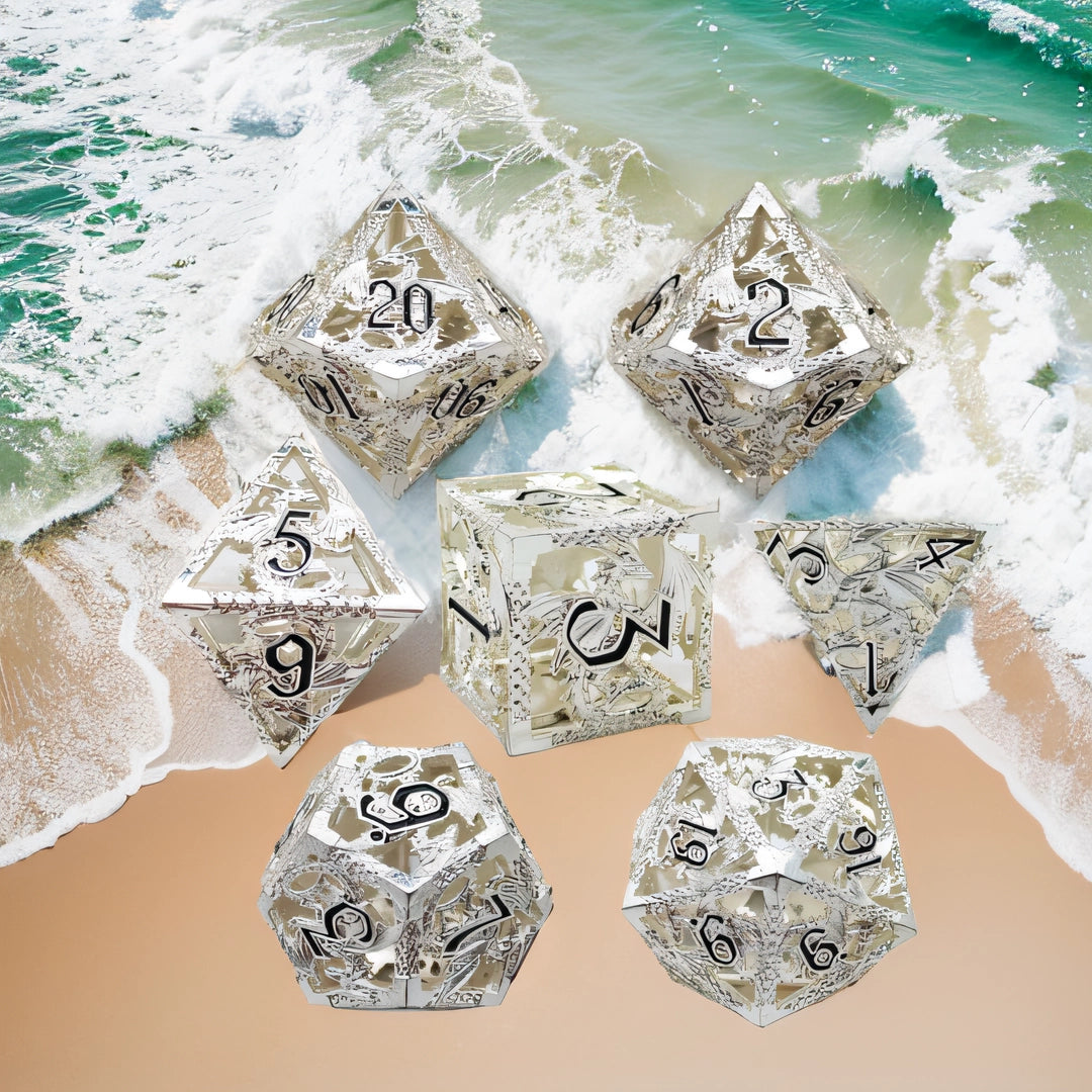 Silver Serpent Forge Hollow Metal DND Dice Set - Silver