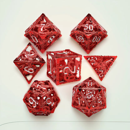 Dragonfire Hollow Metal DND Dice Set - Blood,Red