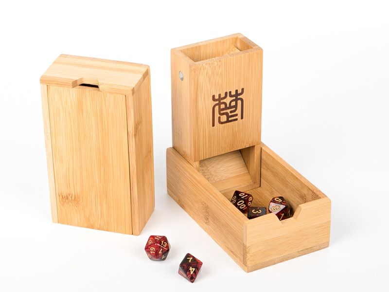 Bamboo Wood D&D Dice Tower with Customizable Text