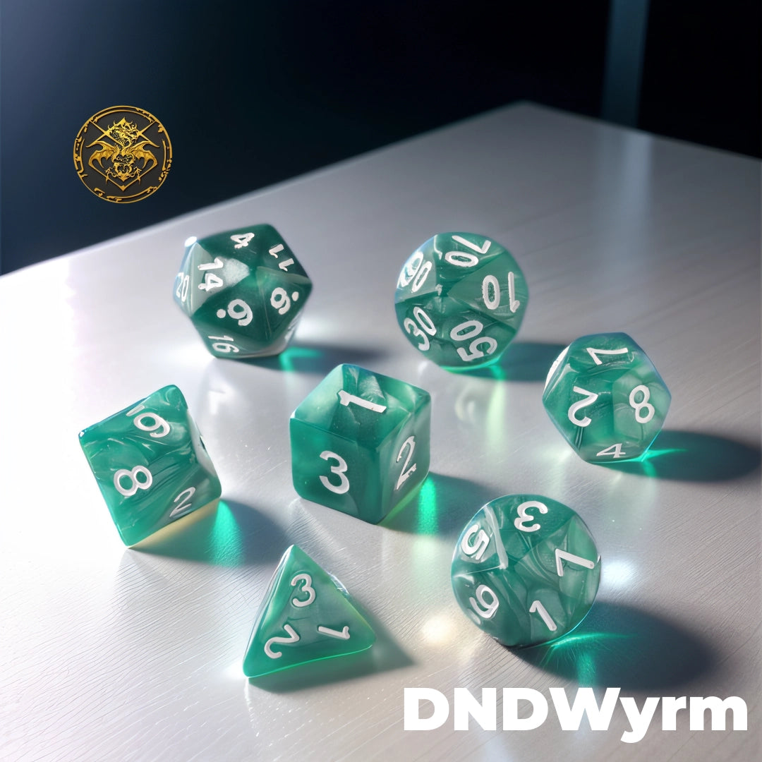 Deep Emerald Frost Dungeons & Dragons Dice Set(DND Dice Set)