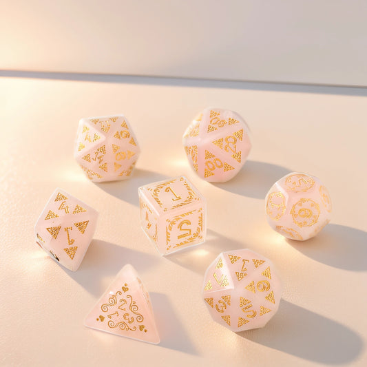 Dragon's Rose Quartz Enchantment Stone Dungeons & Dragons Dice Set (DND Dice Set)