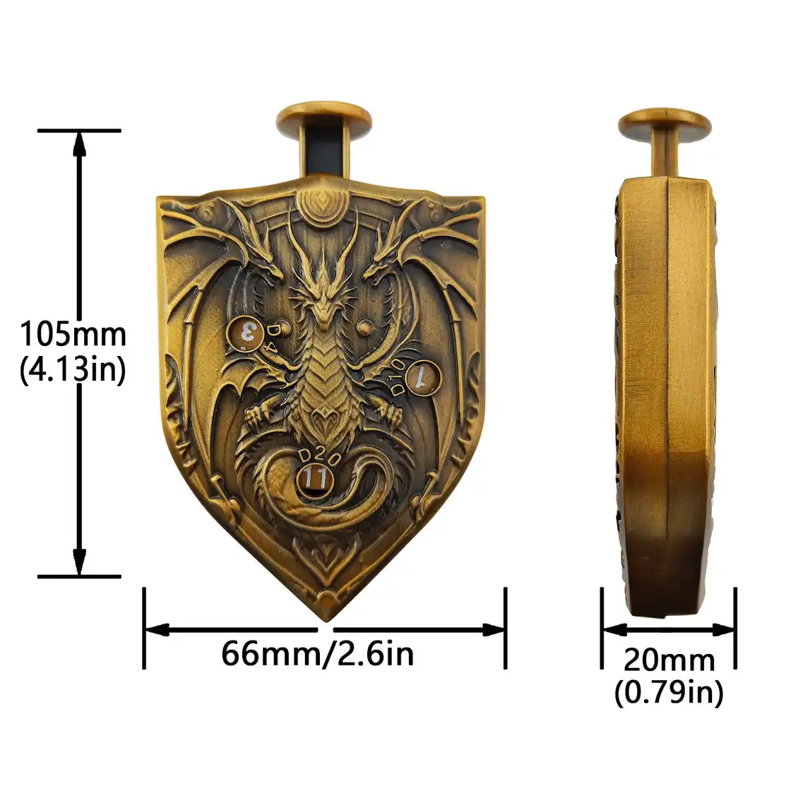 Arcane Shield Dice Spinner-7-in-1 Metal Dice for DnD – D4 D6 D8 D10 D12 D20 Tabletop RPG Dice Spinner