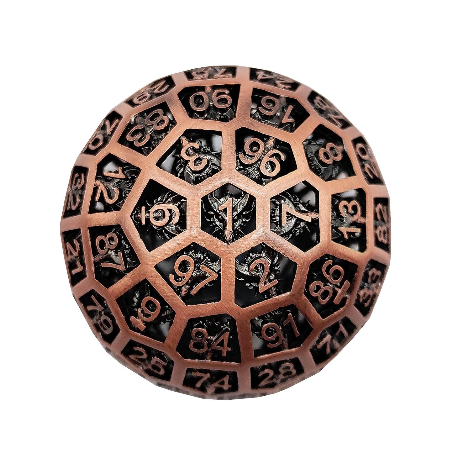 Copper Wyrm Hollow Metal D60 D&D Dice - Bronze