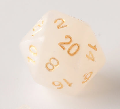 Semi-Transparent Eggshell with Gold Yellow Letter Dungeons & Dragons Dice Set(DND Dice Set)