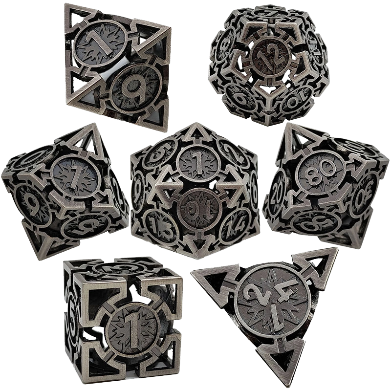 Shadowforge Dragonsteel Arrow Hollow Metal DND Dice Set - Black