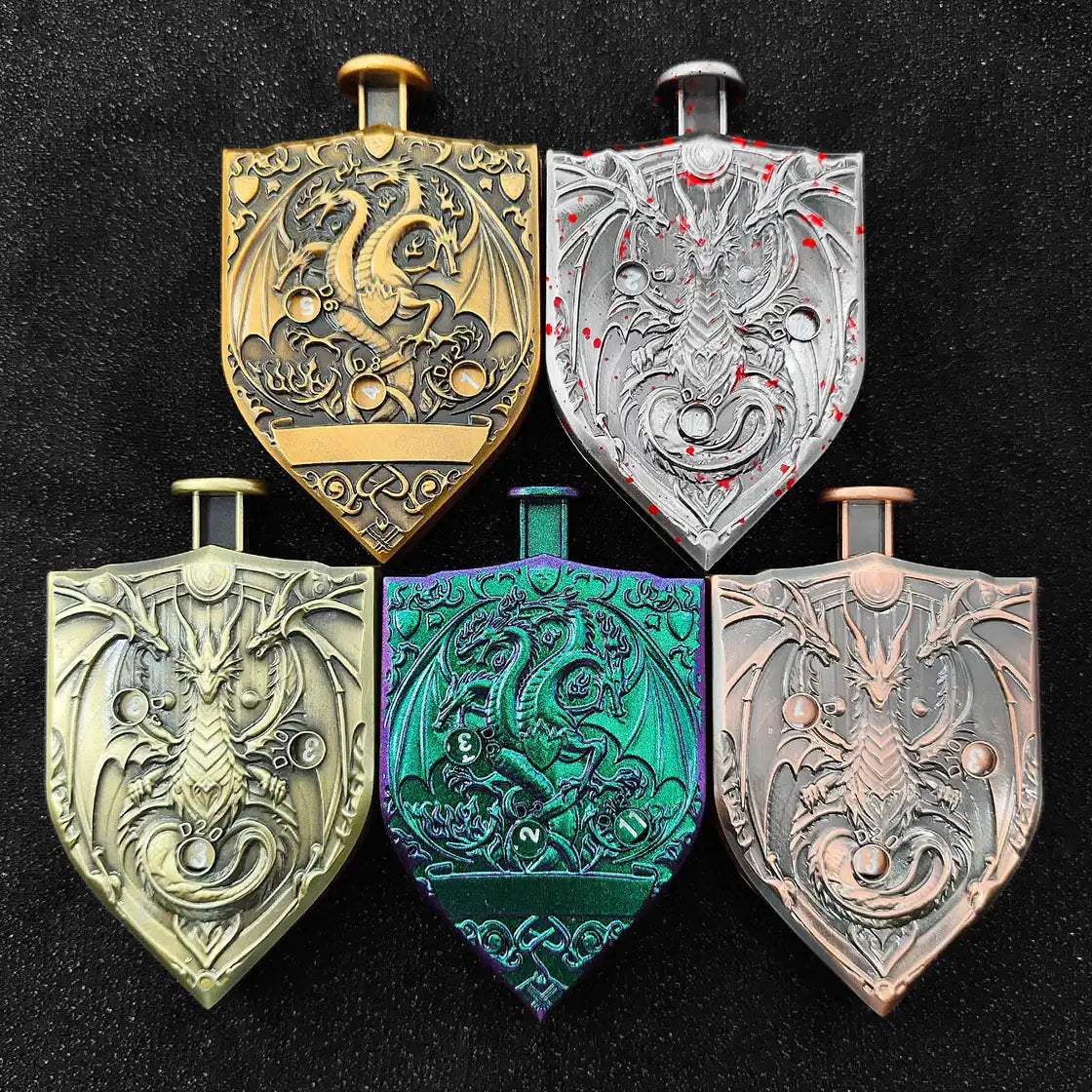 Arcane Shield Dice Spinner-7-in-1 Metal Dice for DnD – D4 D6 D8 D10 D12 D20 Tabletop RPG Dice Spinner