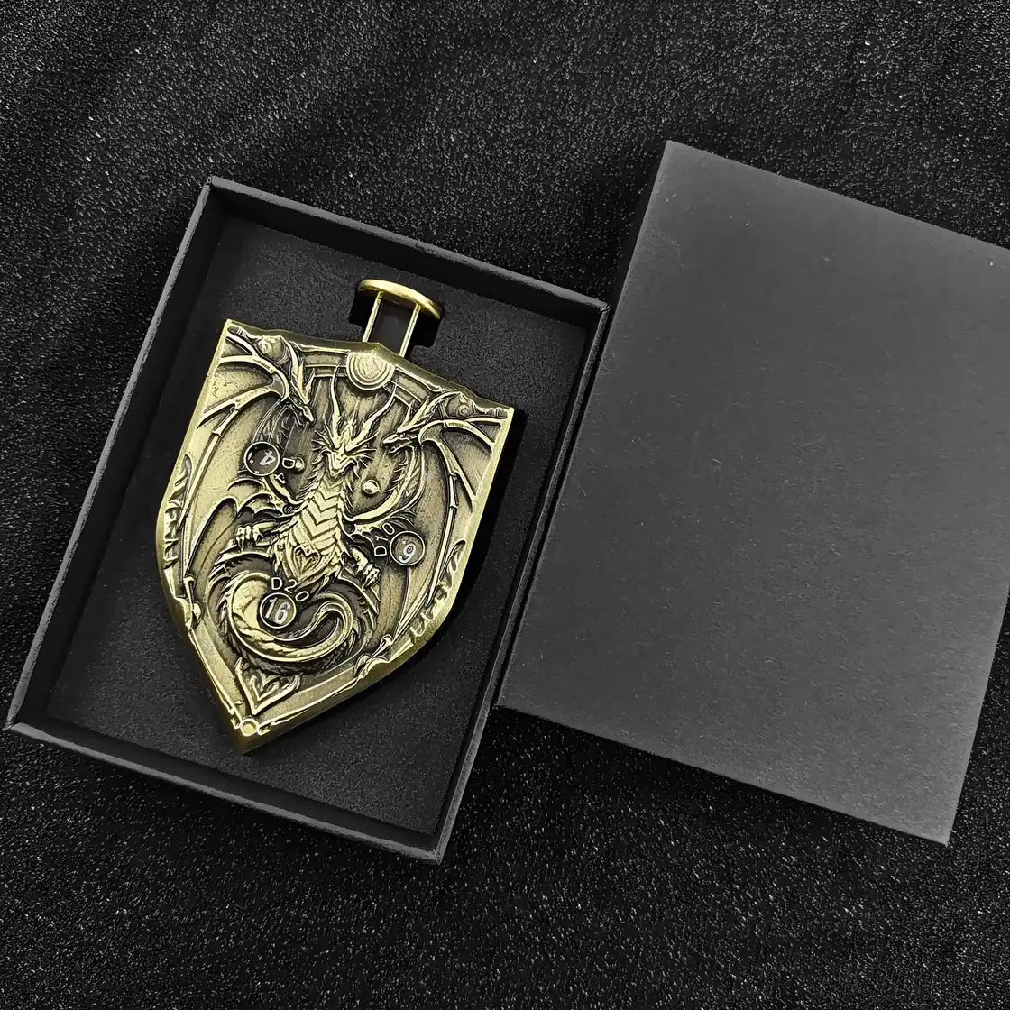 Arcane Shield Dice Spinner-7-in-1 Metal Dice for DnD – D4 D6 D8 D10 D12 D20 Tabletop RPG Dice Spinner