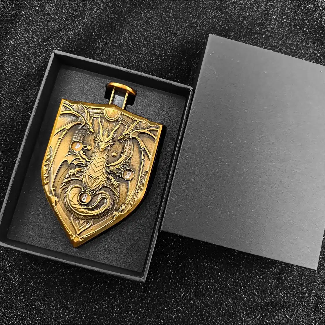 Arcane Shield Dice Spinner-7-in-1 Metal Dice for DnD – D4 D6 D8 D10 D12 D20 Tabletop RPG Dice Spinner