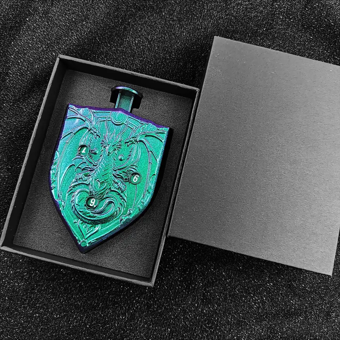 Arcane Shield Dice Spinner-7-in-1 Metal Dice for DnD – D4 D6 D8 D10 D12 D20 Tabletop RPG Dice Spinner