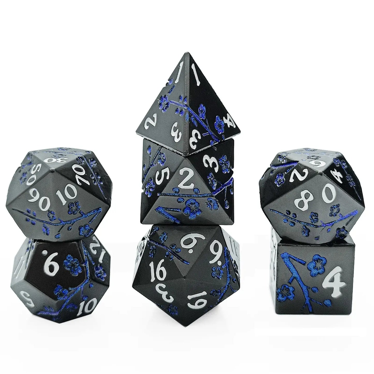 Dual Floral Metal DND Dice Set – Rose & Plum Blossom Artistry in Premium Zinc Alloy