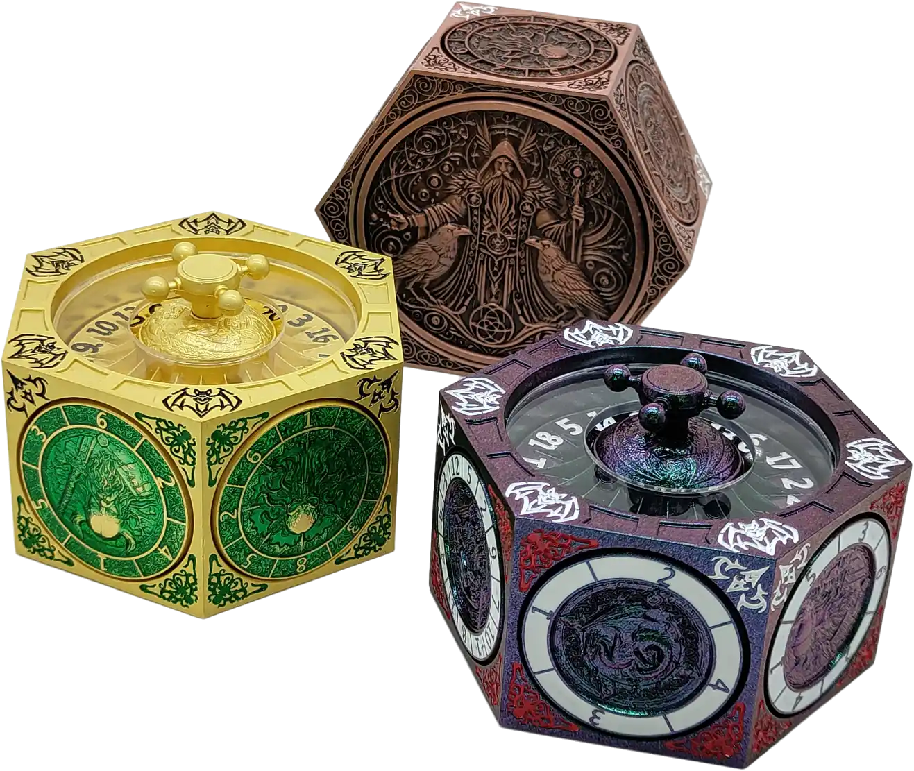 Chromatic Dragon's Fortune Dial - Multi-Function D&D Metal Dice with Rotating Dials & Number Wheel