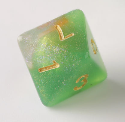 Premium Amber Emerald Essence Dungeons & Dragons Dice Set (Handcrafted Acrylic DND Dice Set)