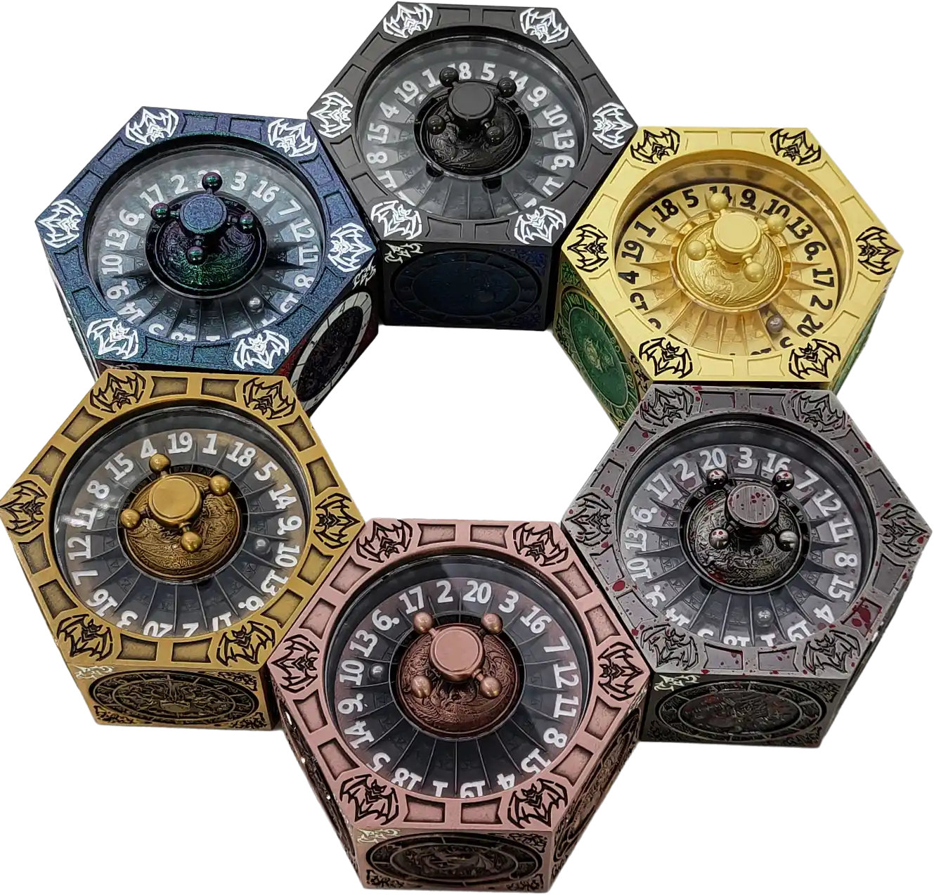 Chromatic Dragon's Fortune Dial - Multi-Function D&D Metal Dice with Rotating Dials & Number Wheel