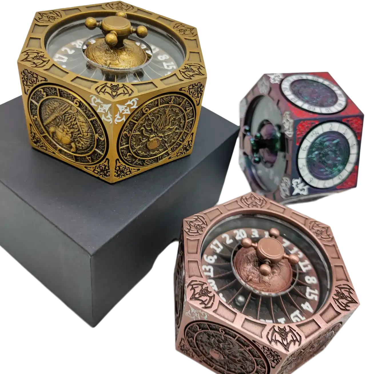 Chromatic Dragon's Fortune Dial - Multi-Function D&D Metal Dice with Rotating Dials & Number Wheel