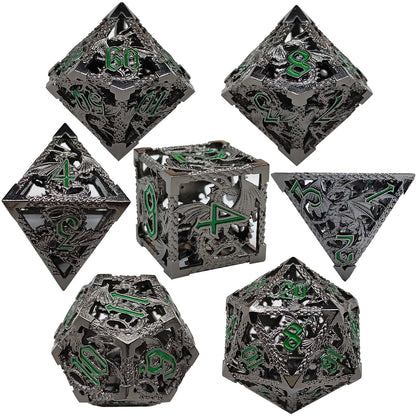 Onyx Serpent Hollow Metal DND Dice Set - Black