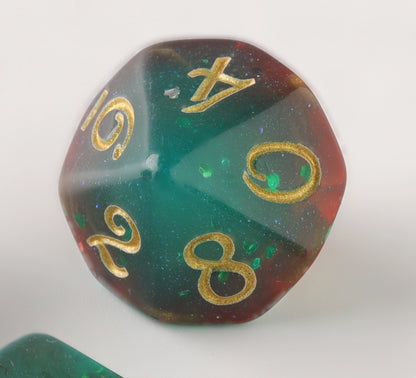 Verdant Crimson Elegance Dungeons & Dragons Dice Set(DND Dice Set)