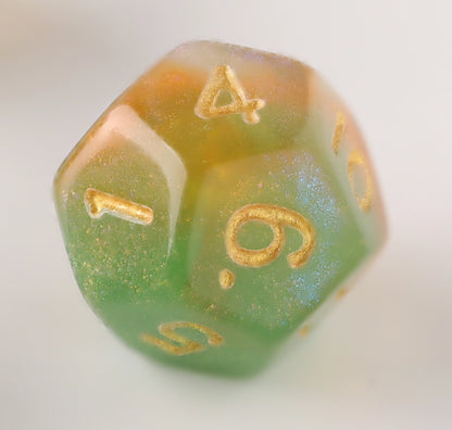 Premium Amber Emerald Essence Dungeons & Dragons Dice Set (Handcrafted Acrylic DND Dice Set)