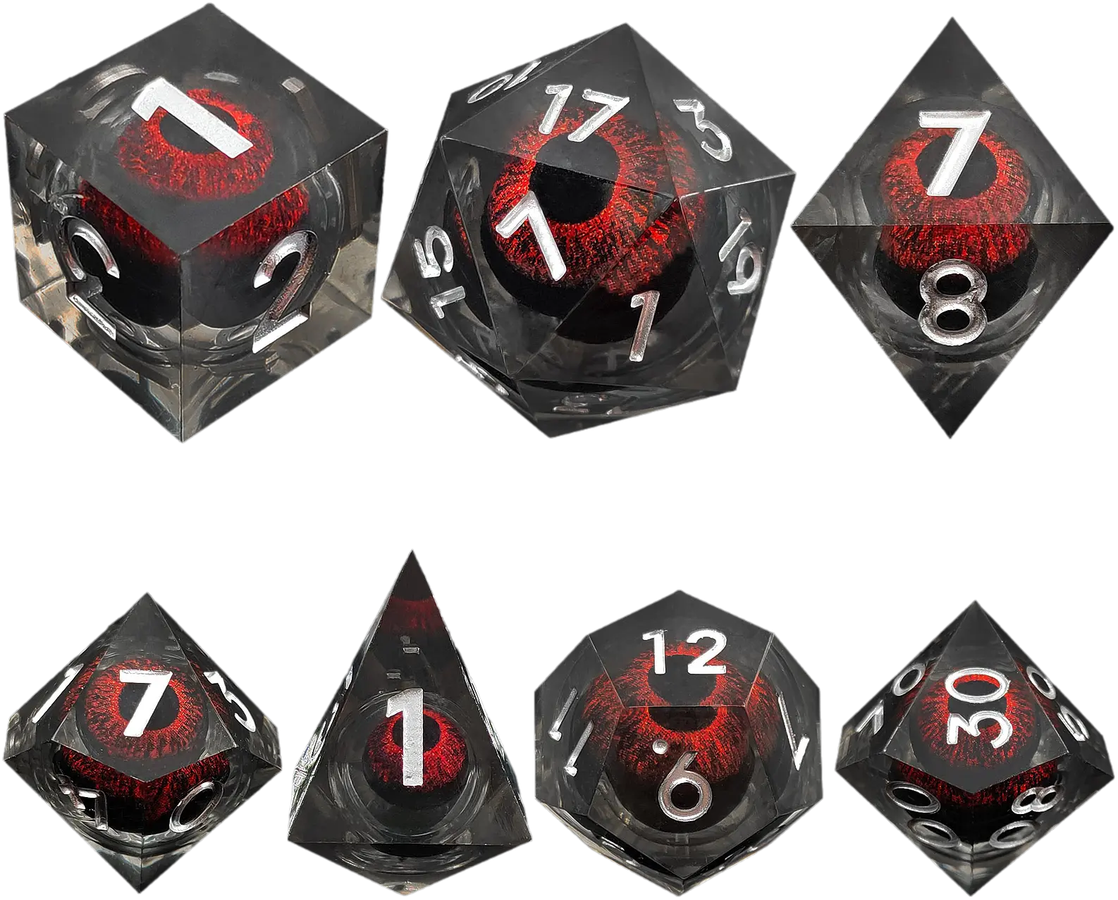 Scarlet Inferno Dragon's Eye Sharp-Edged Resin Dragon Eye Dice