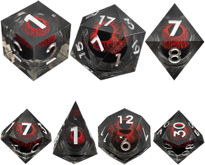 Scarlet Inferno Dragon's Eye Sharp-Edged Resin Dragon Eye Dice