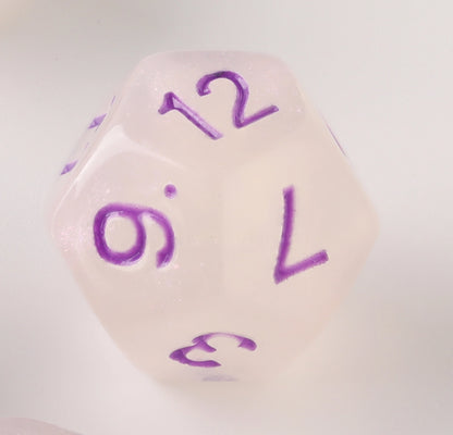 Semi-Transparent Eggshell Purple Letter Dungeons & Dragons Dice Set(DND Dice Set)