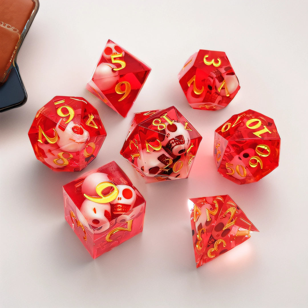 Crimson Phantom Sharp Edged Resin Dice Set