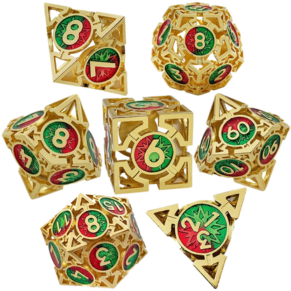 Gilded Serpentstar Arrow Hollow Metal DND Dice Set - Golden