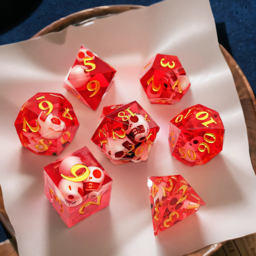 Crimson Phantom Sharp Edged Resin Dice Set