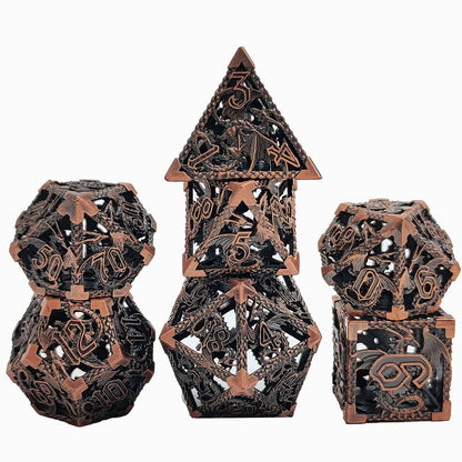 Bronze Drake Hollow Metal DND Dice Set - Bronze