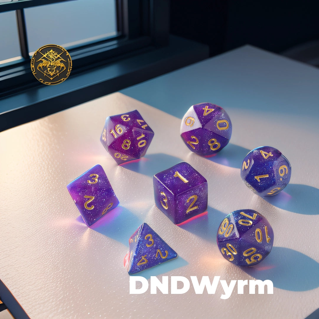 Galactic Amethyst Dungeons & Dragons Dice Set(DND Dice Set)