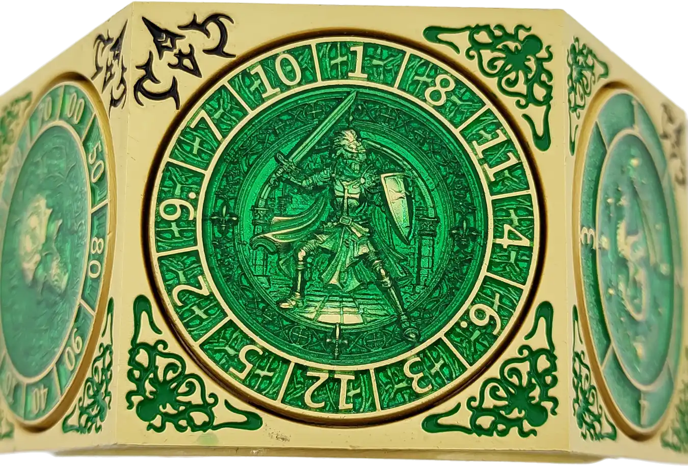 Chromatic Dragon's Fortune Dial - Multi-Function D&D Metal Dice with Rotating Dials & Number Wheel