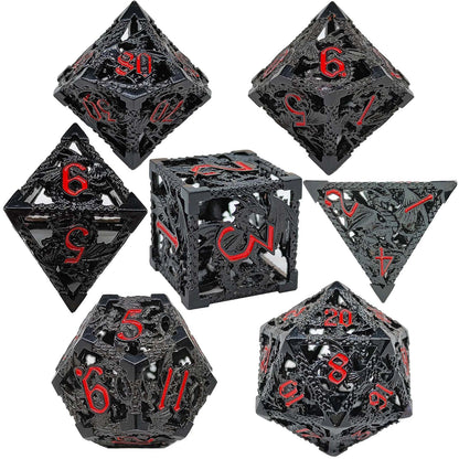 Shadow Wyrm Hollow Metal DND Dice Set - Black