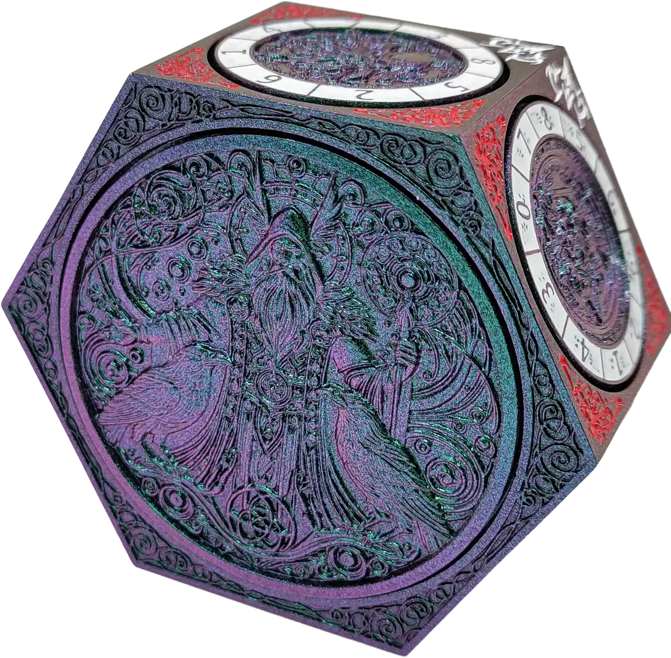 Chromatic Dragon's Fortune Dial - Multi-Function D&D Metal Dice with Rotating Dials & Number Wheel