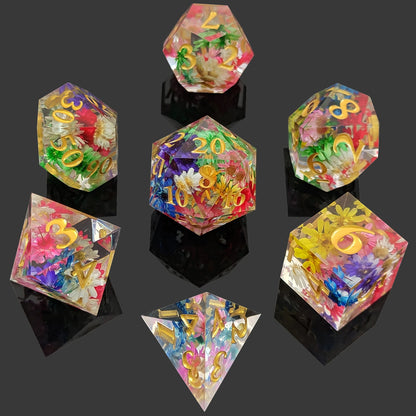 Enchanted Blossom DnD Dice Set - Colorful flower