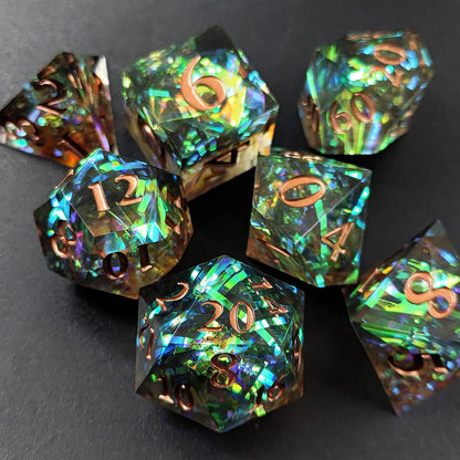 Mystic Aurora Sharp-Edged Resin Dice Set