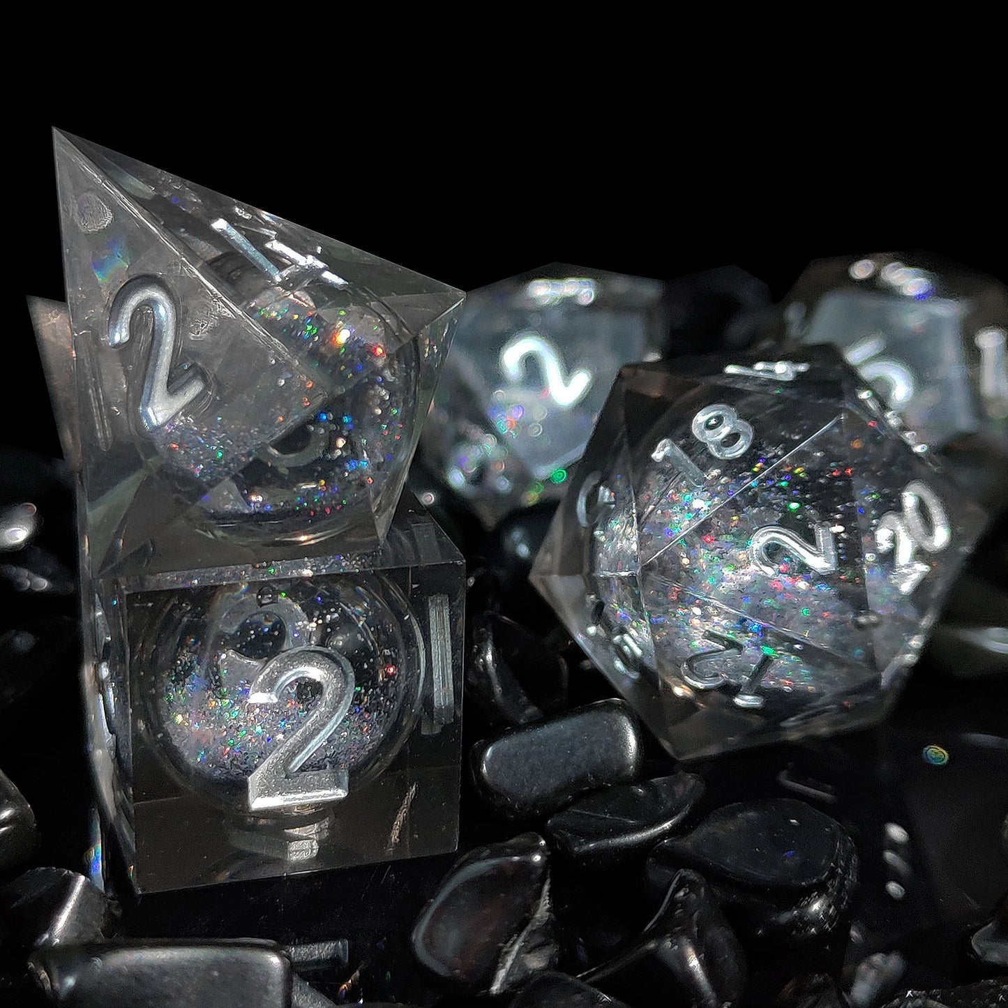 Enchanted Sands Liquid Core Sharp-Edged Resin Dice-gray