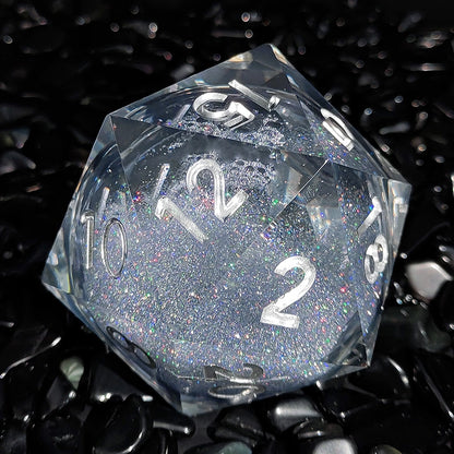 Celestial Sands Liquid Core Sharp-Edged Resin D20 Dice-35mm