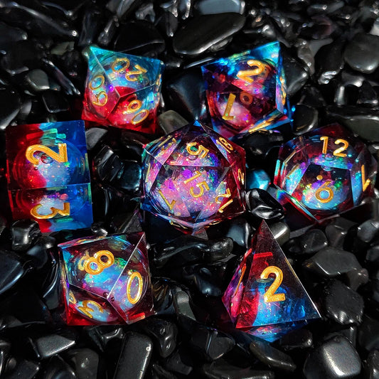 Cosmic Nebula Sharp-Edged Resin Dice Liquid Core Dice