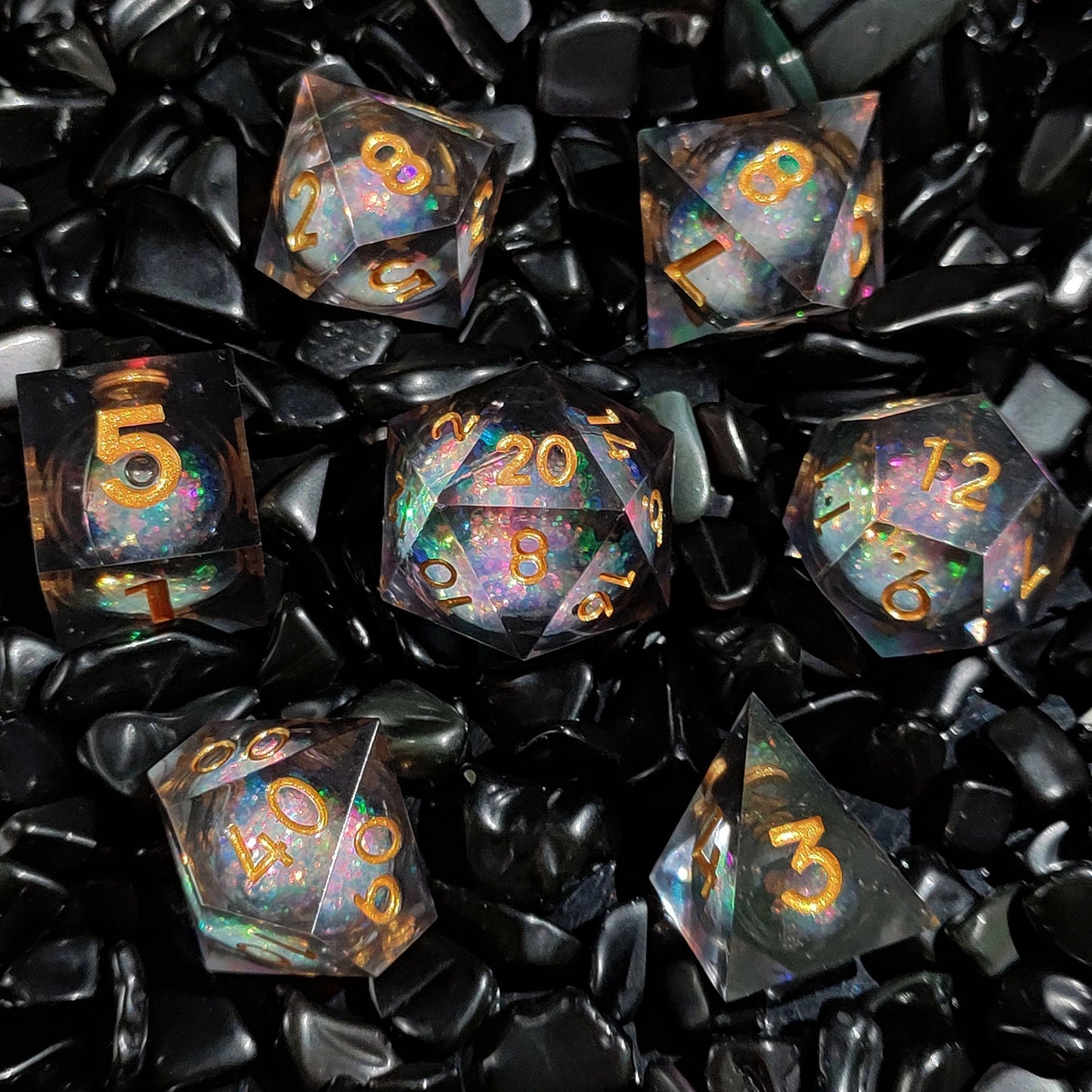 Galactic Sandstorm Sharp-Edged Resin Dice Liquid Core Dice