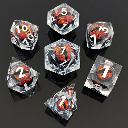 Blazing Inferno Prism Sharp-Edged Resin Dragon Eye Dice